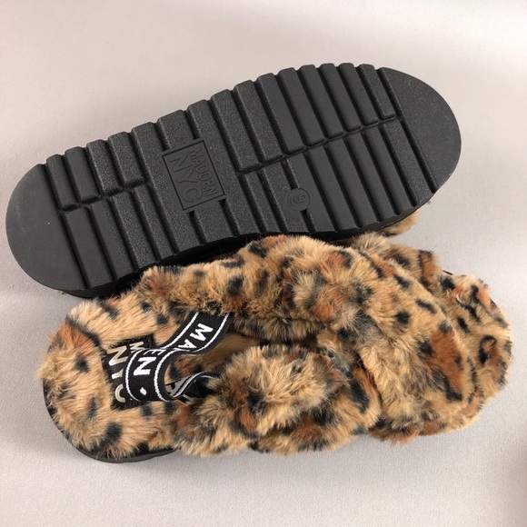 Madden NYC Animal Print Faux Fur Crossband Platform Sandals - Picture 11 of 11
